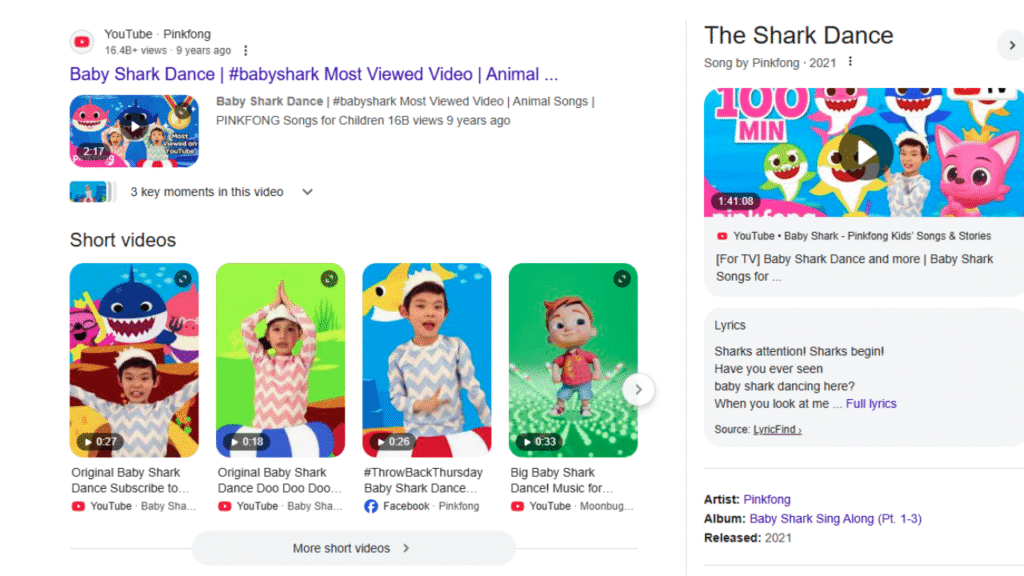 1. Baby Shark Dance – Pinkfong (More than 40 Million Likes)
