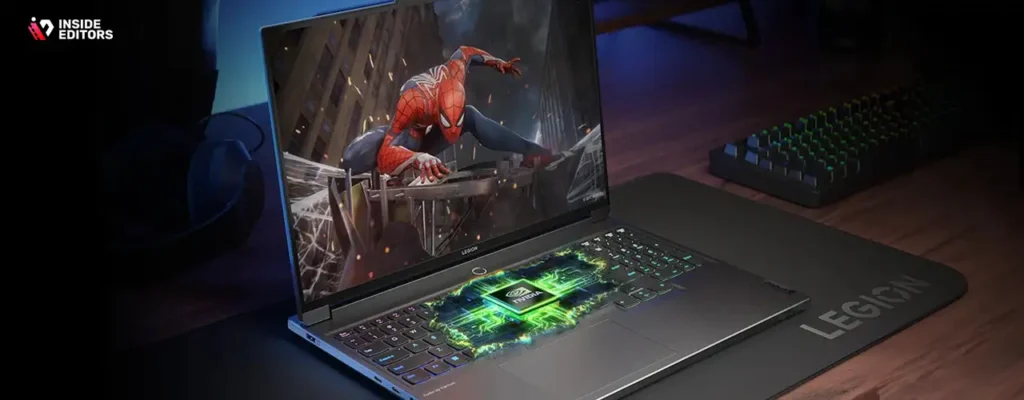 Lenovo Legion Pro 7i Gen 9 running a gaming video editing laptop setup.
