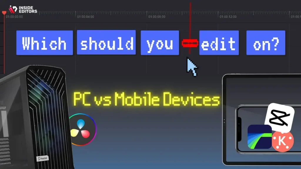 Mobile and desktop versions of a gaming video editor displayed together.