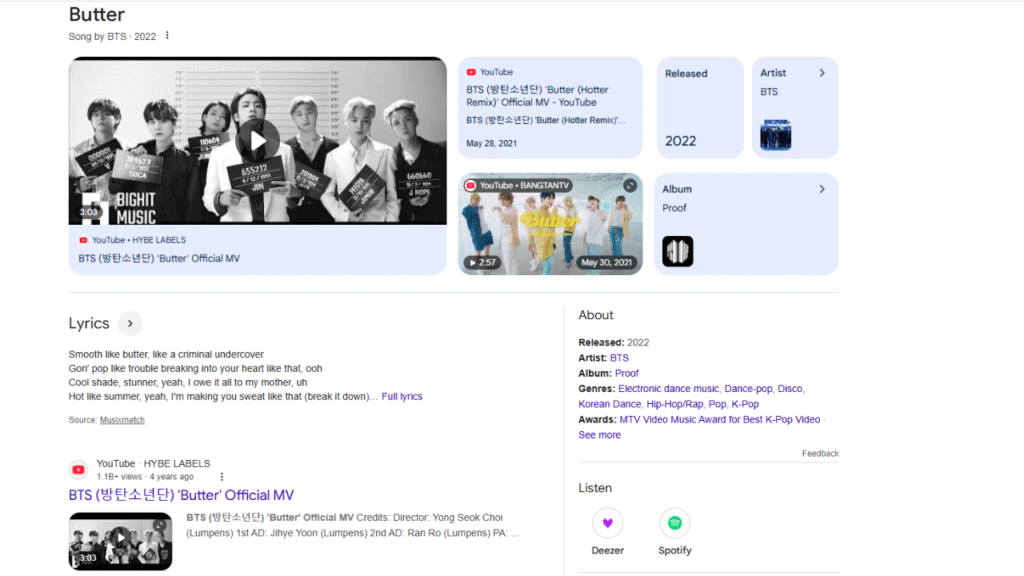 7. Butter – BTS (Over 24 Million Likes)
