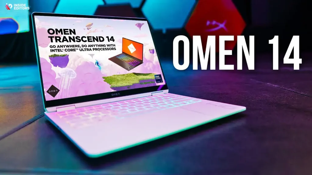 HP Omen Transcend 14 serving as a compact gaming video editing laptop.