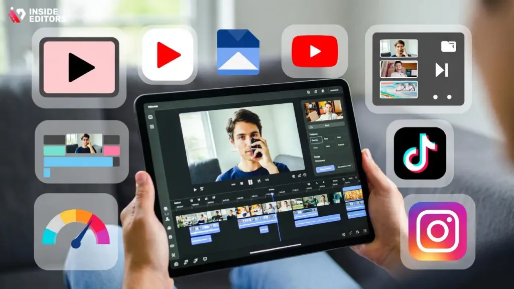 Streamlined workflow displayed inside a gaming video editing app.