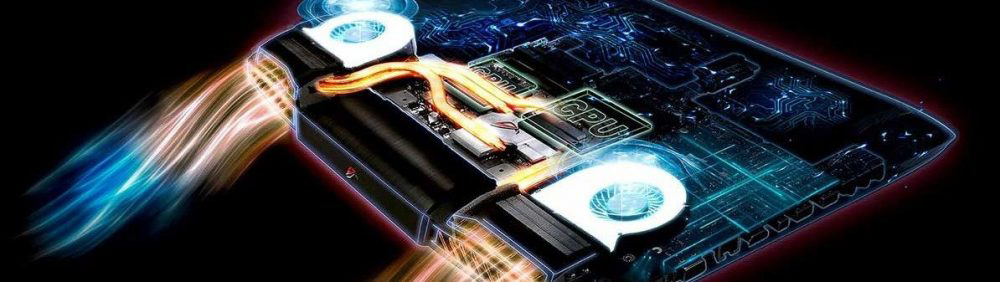 Advanced cooling system in a gaming video editing laptop.