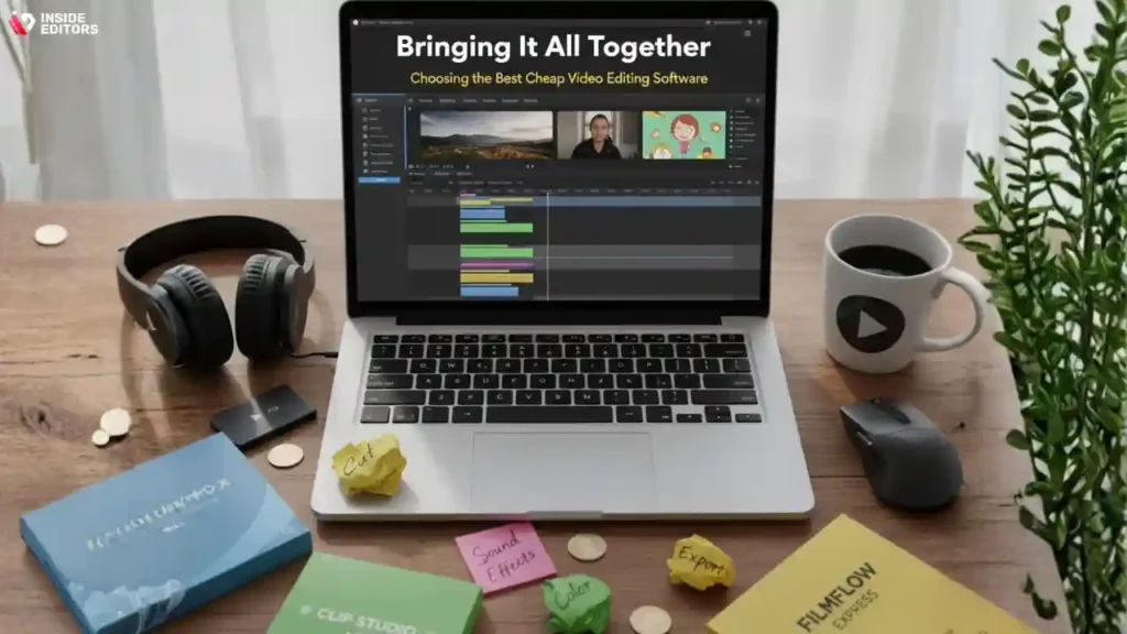 A creator finalizing their choice of cheap video editing software.