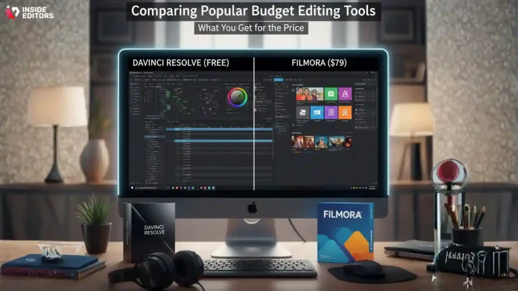 A side-by-side comparison of cheap video editing software options.
