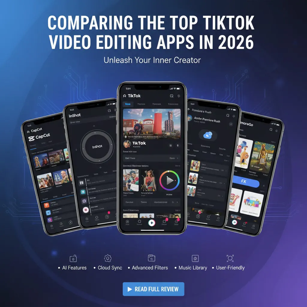 Creator comparing the top TikTok video editing apps in 2026 side by side.