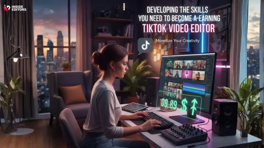 Creator developing skills to become a high-earning TikTok video editor.