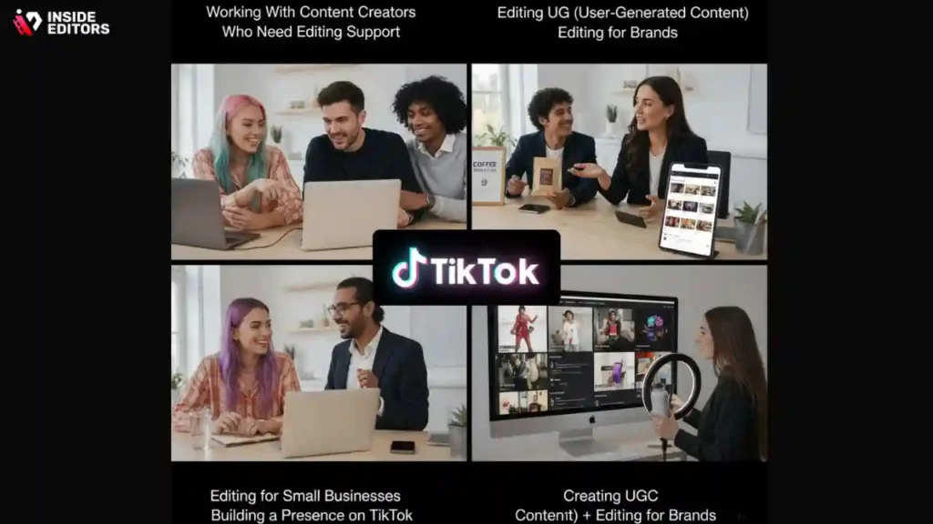 Freelance video editor working on TikTok videos for small businesses.