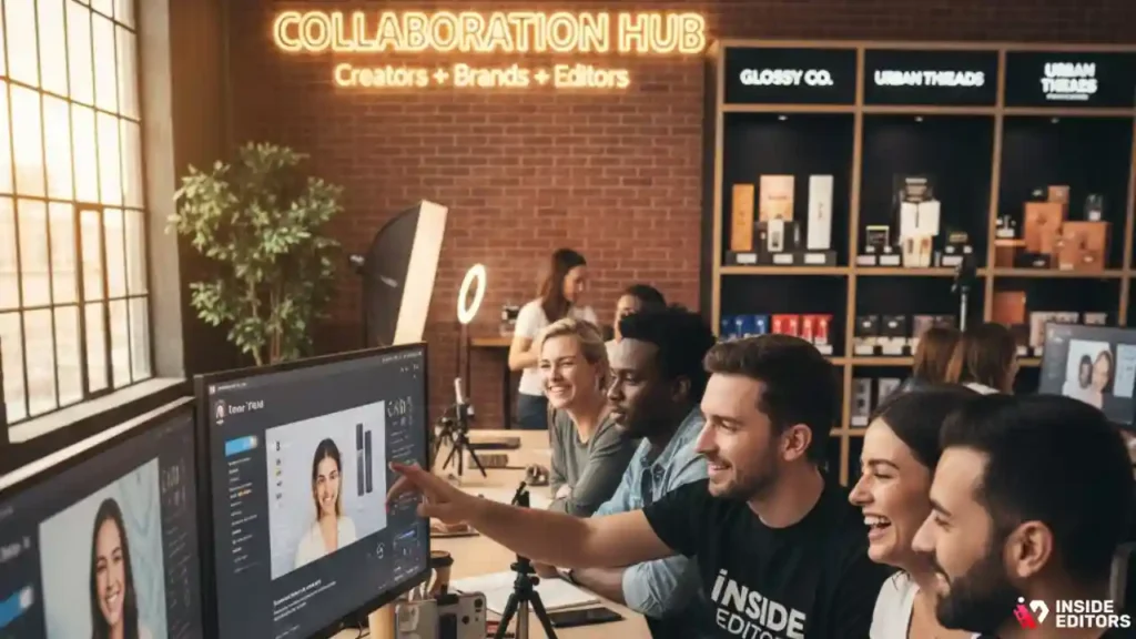 Editors and creators collaborating on TikTok video editing for brand content.