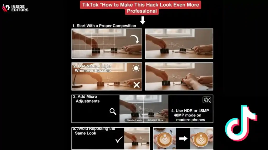 A creator refining the TikTok photo editing hack for a polished look.