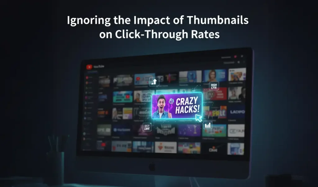 Ignoring the impact of thumbnails on click-through rates while learning how to upload a video to YouTube.