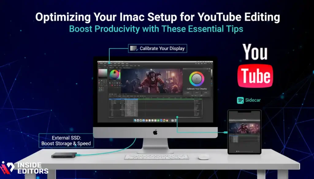 A creator optimizing their iMac setup for YouTube video editing.