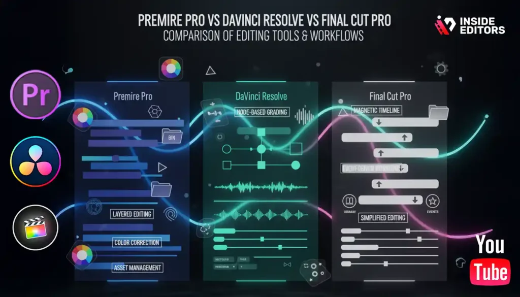 Comparison layout of major editing software to highlight key video editing tips.