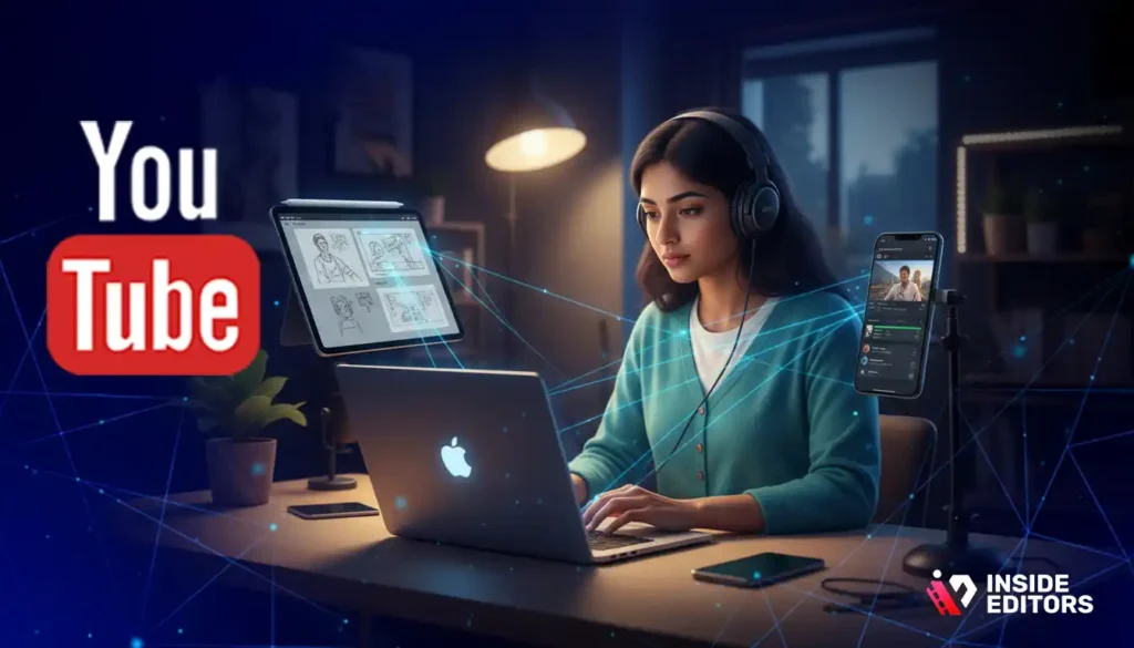 A professional YouTube editor using the best Mac for YouTube video editing while following an efficient workflow.