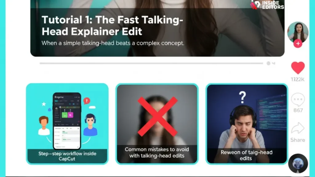 A creator producing a fast talking-head explainer edit in CapCut.