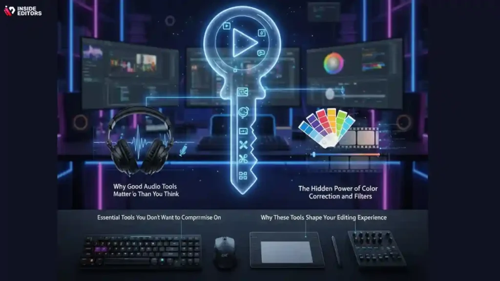A video creator reviewing essential features in cheap video editing software.