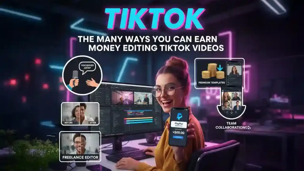 Multiple ways to earn money editing TikTok videos for creators.