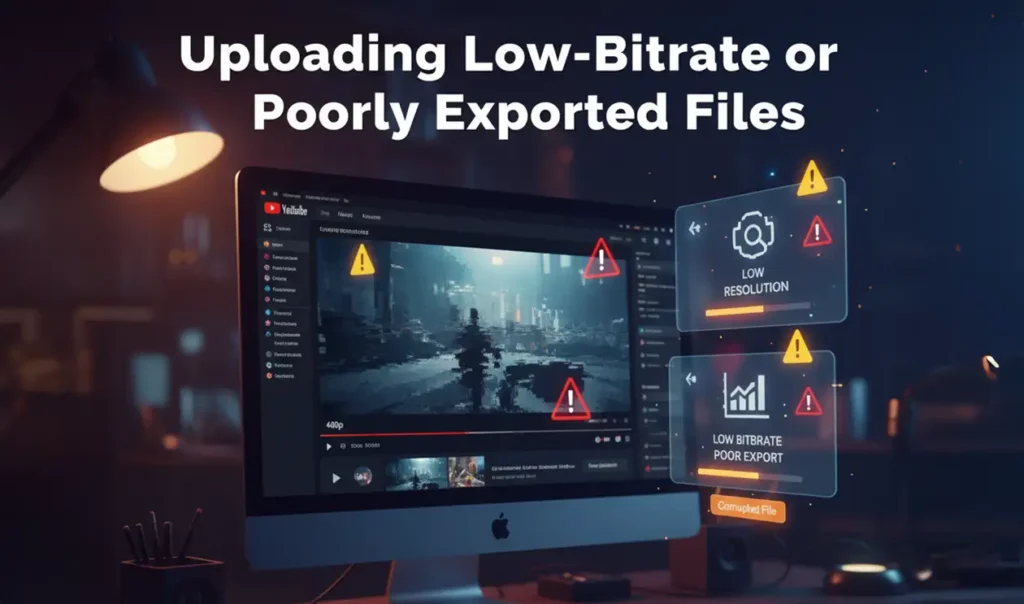 Uploading low-bitrate or poorly exported files while learning how to upload a video to YouTub