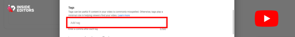 Using tags effectively without overdoing it while learning how to upload a video to YouTube.
