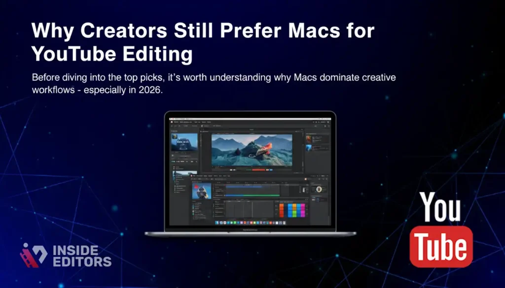 A YouTube creator using the best Mac for YouTube video editing in a modern creative workspace.