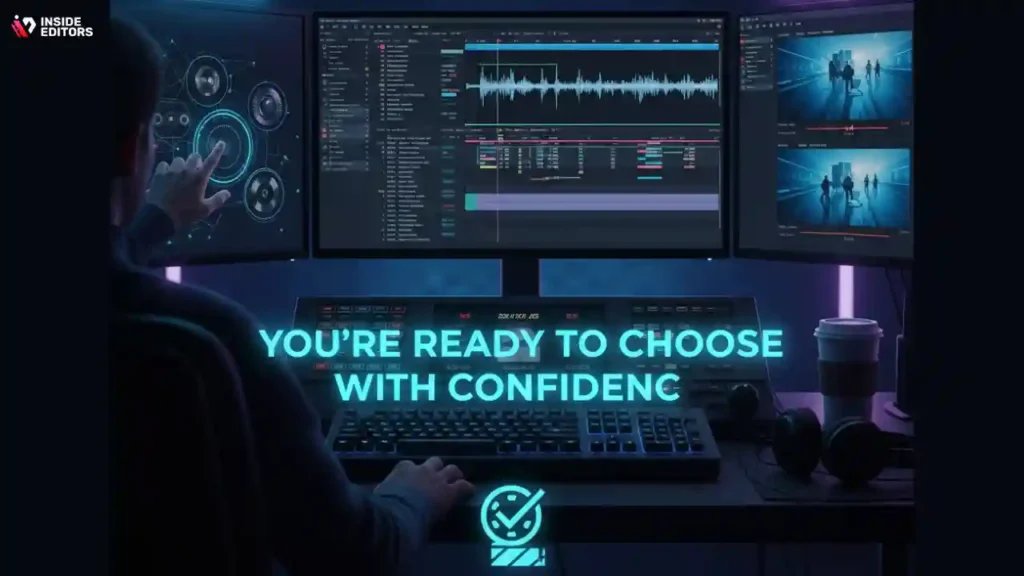 A user confidently selecting cheap video editing software for future projects.