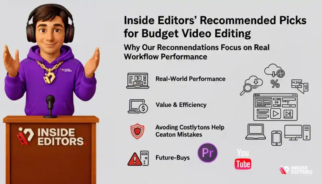 Inside Editors reviewing the best budget laptop for YouTube video editing based on real creator workflows.