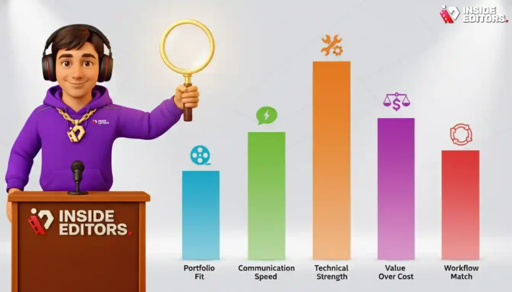 A marketing team evaluating options to choose the best corporate video editing company.