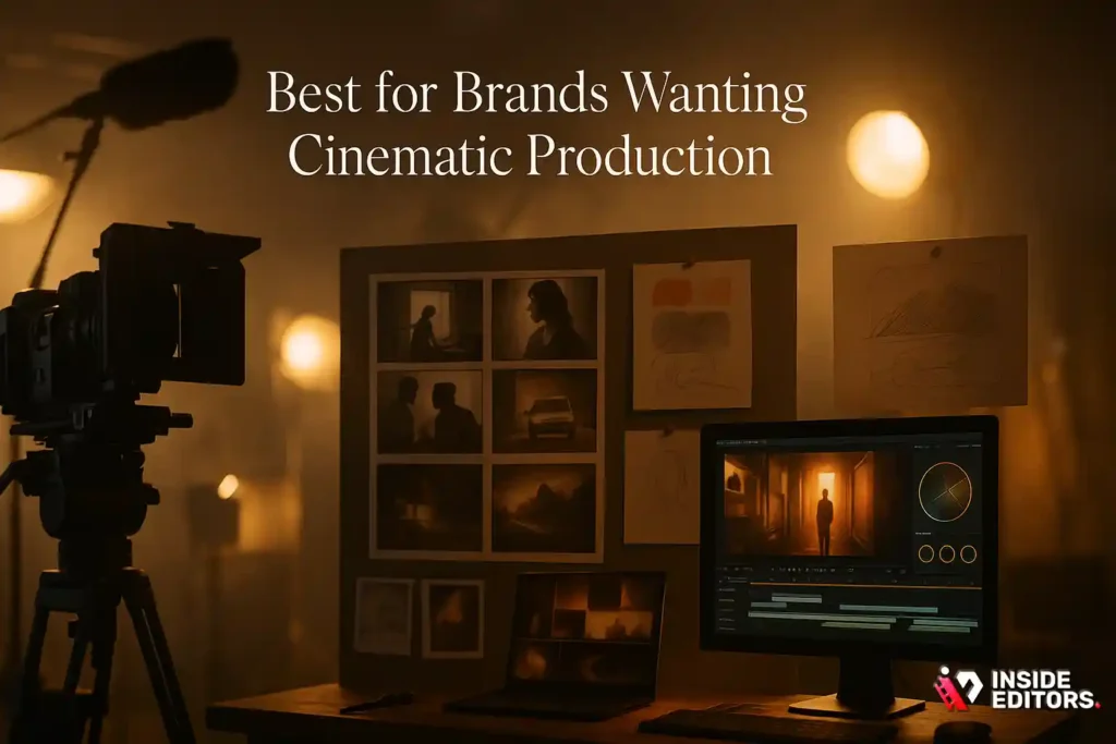 A cinematic video production setup designed for brands wanting high-end, film-style visuals.