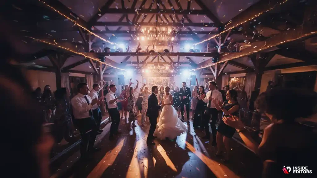 Editor applying cinematic wedding video editing techniques to a timeline.
