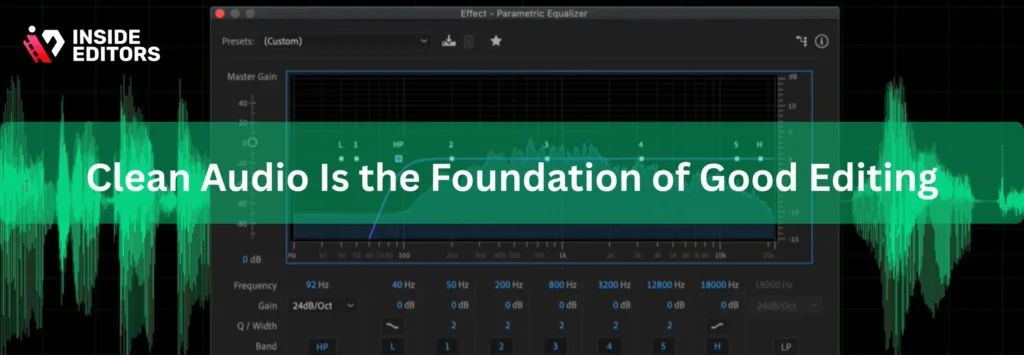 An editor perfecting sound levels while applying the best practices for YouTube video editing workflows.