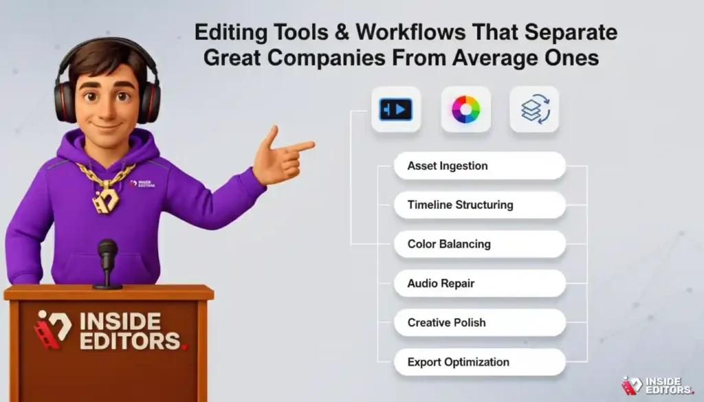 A professional comparing advanced editing tools and workflows that elevate top-tier companies.