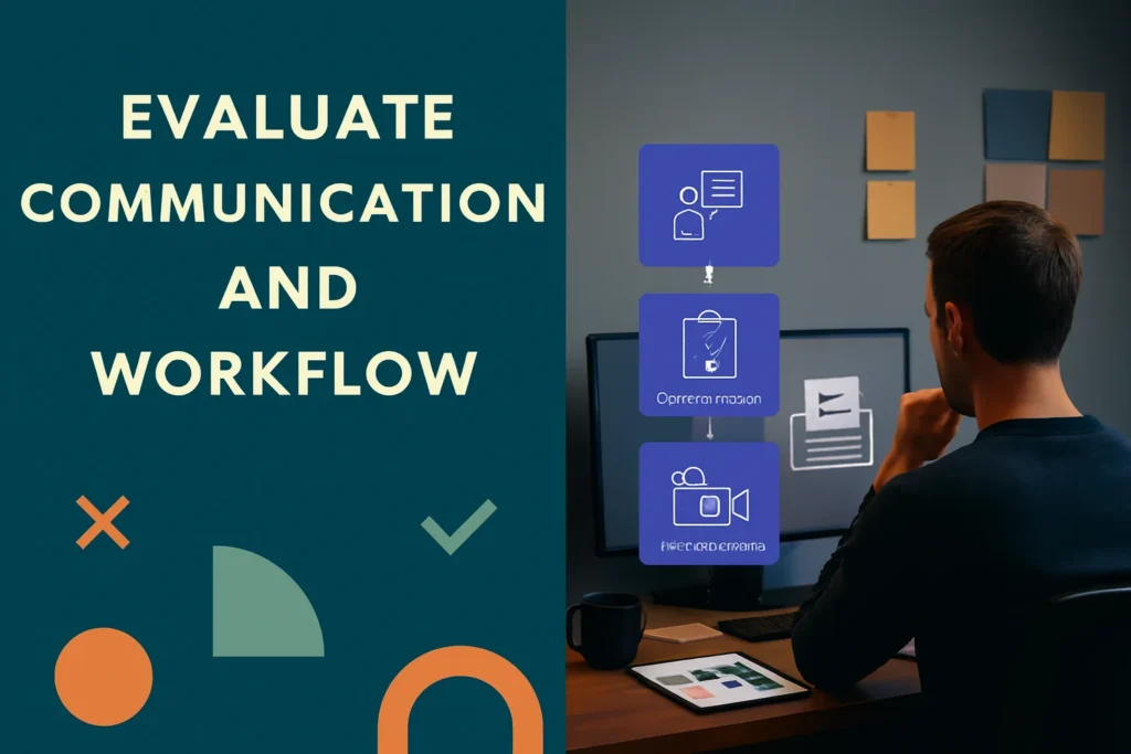 Client evaluating communication and workflow of a corporate video editing service Mississauga.