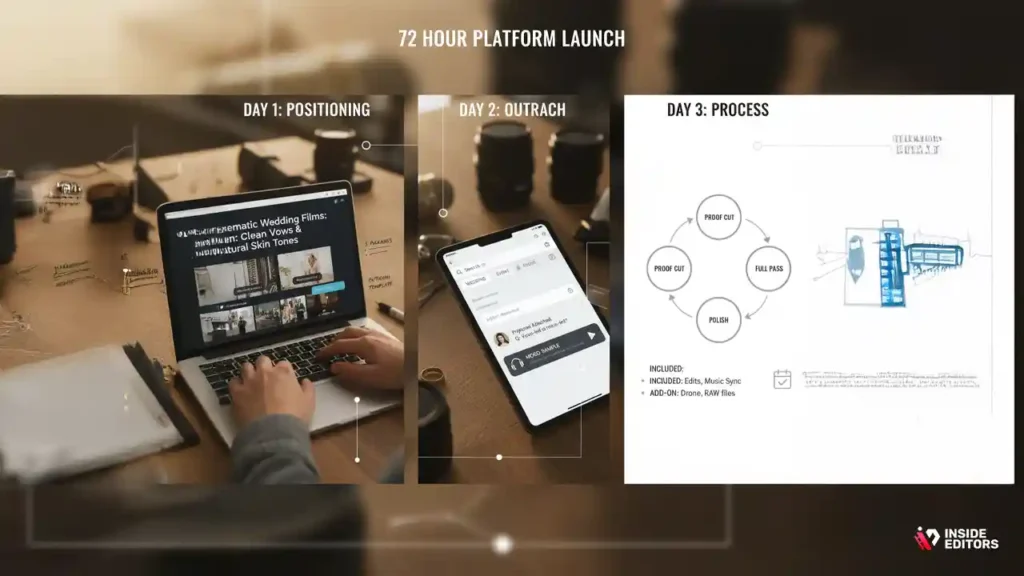 Onboarding checklist for wedding video editing work.