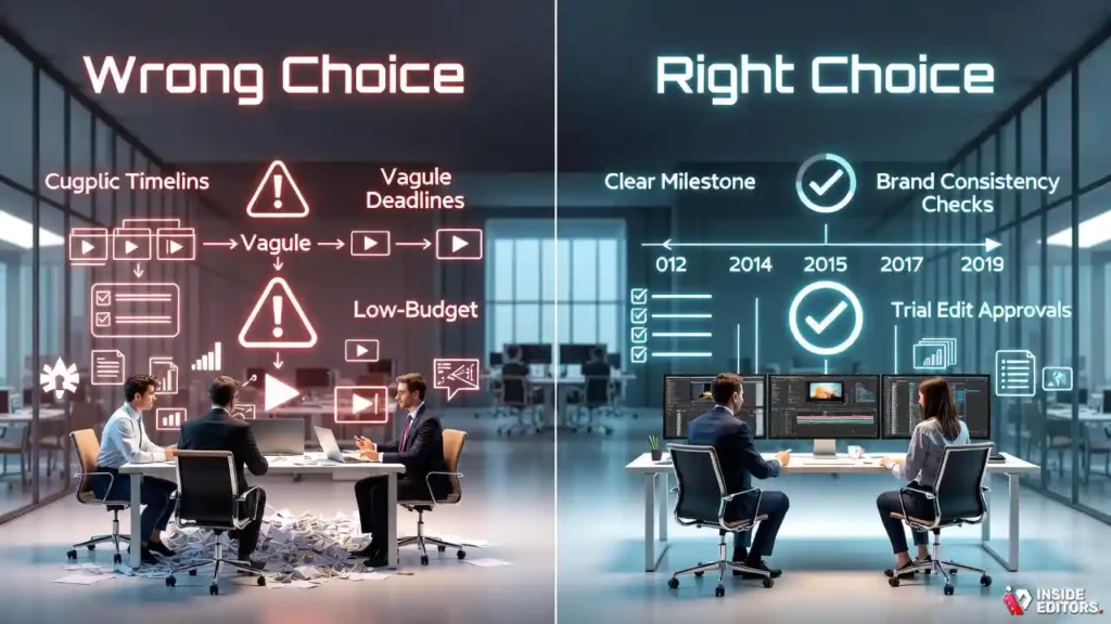 A manager examining proposals to avoid mistakes when choosing a corporate video editing company.