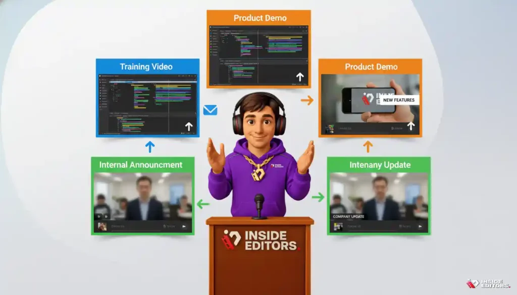 An editor enhancing corporate videos through color grading, pacing, and storytelling.