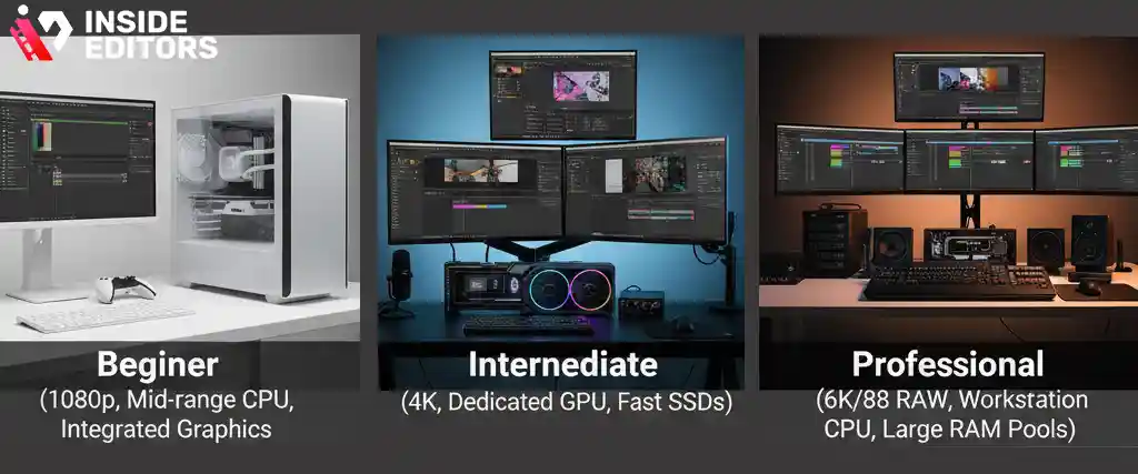 A content creator comparing specs to choose the best PC for YouTube video editing.