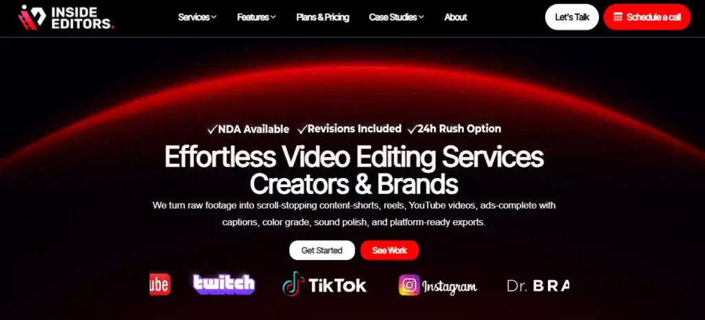 Inside Editors team blending AI tools with expert editing at a wedding video editing company.