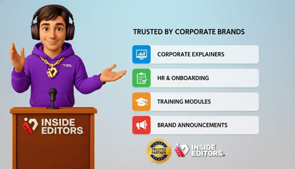 A corporate team partnering with Inside Editors to enhance their brand content.