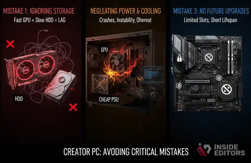 A video creator realizing common mistakes made when buying a PC for editing.