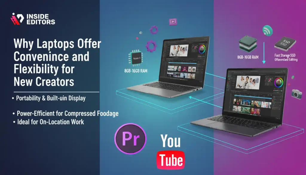 Why laptops offer convenience and flexibility for new YouTube creators.