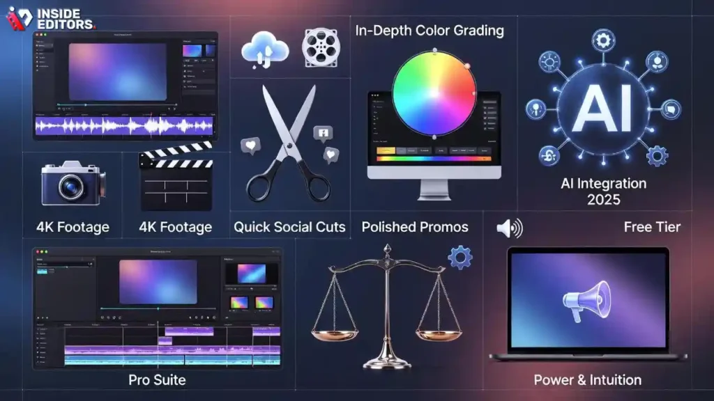 A clean infographic illustrating the stages of a professional step-by-step editing process from raw footage to final export.
