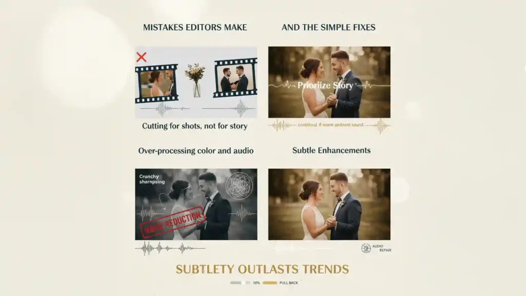 Troubleshooting guide for wedding video editing work.