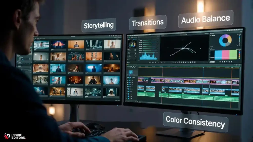 A creator reviewing an editor’s portfolio to see if the editing style matches their brand.
