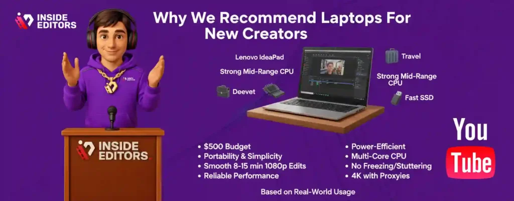 Why Inside Editors recommends these laptops for new YouTube creators.