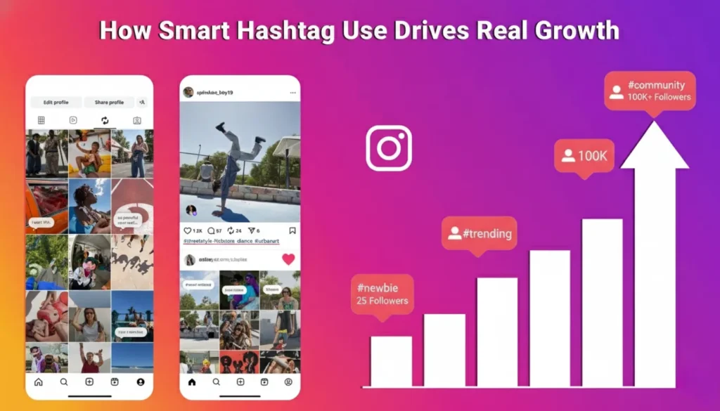 Marketer demonstrating how smart hashtag use drives real growth.