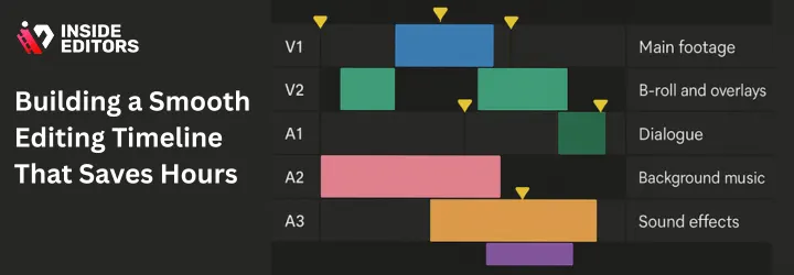A timeline showing best practices for YouTube video editing workflows in a layered structure.