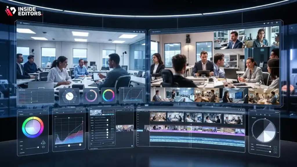 A diverse group of business professionals engaging in a video conference, illustrating the growing importance of video in business communication.