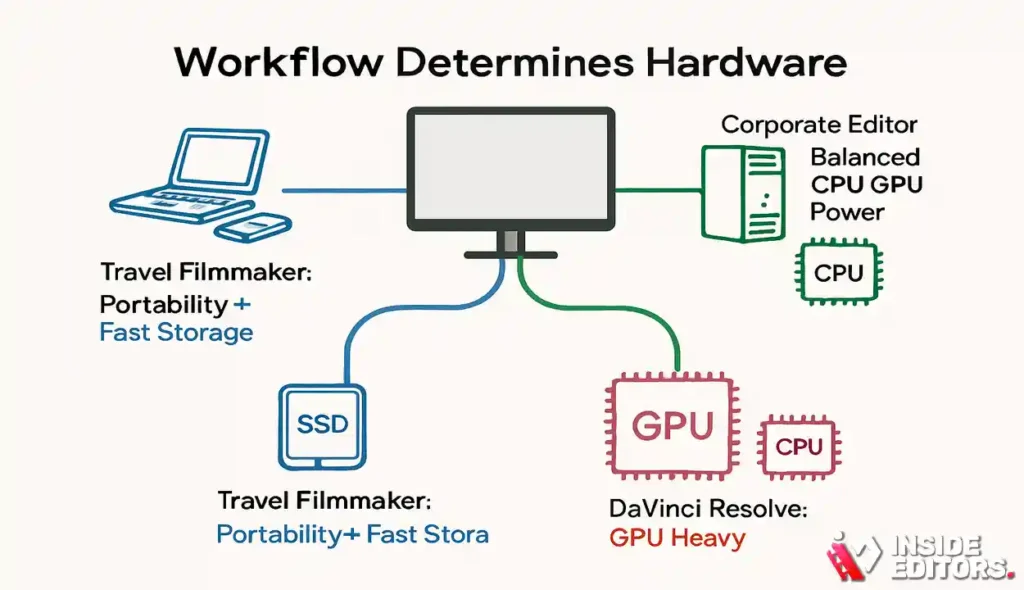 A creative professional analyzing their workflow to determine the PC they need.