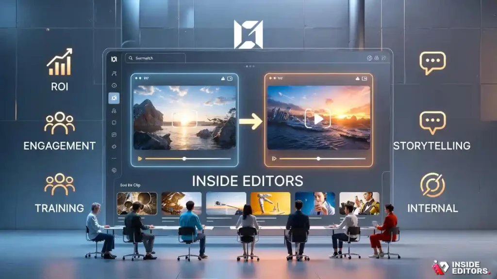 A creative team reviewing the final cut of a polished corporate video