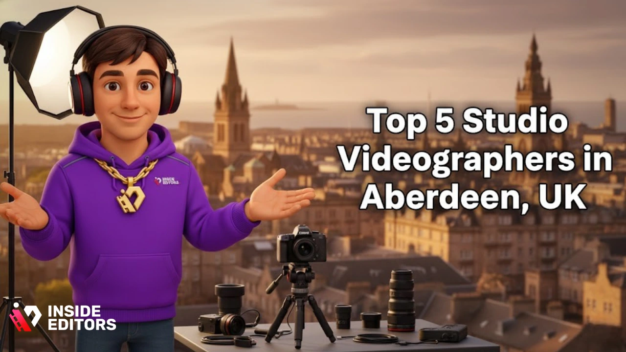 A professional setting showing Studio Videographers in Aberdeen, UK working with lighting and camera equipment.